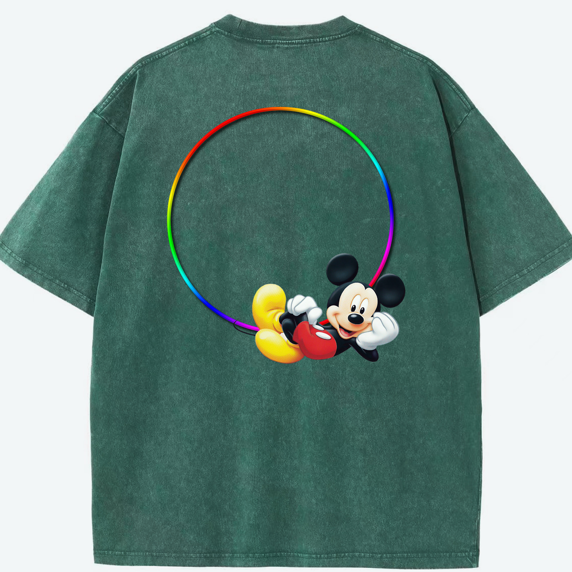 （画像用） ミッキーマウス Mickey Mouse 綿100% ヴィンテージ風 半袖Tシャツ（背面プリント）